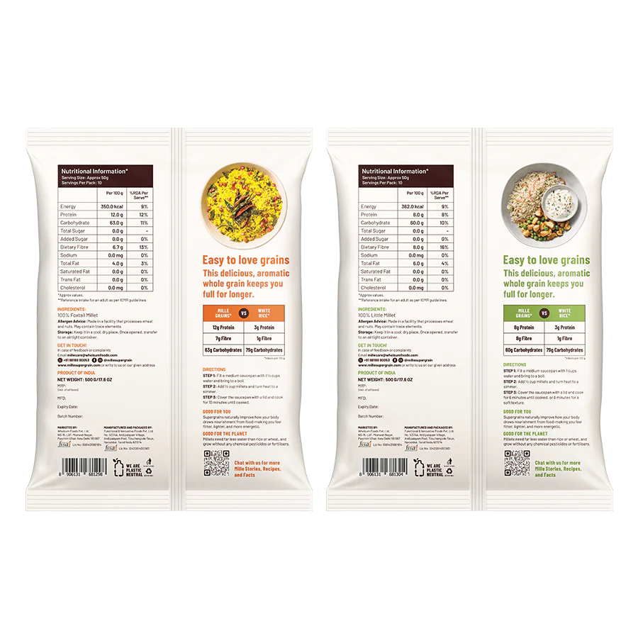 100% Whole Grains (Rice Substitute) Combo - Little/ Kutki Millet & Foxtail/ Kangini Millet - Image 6