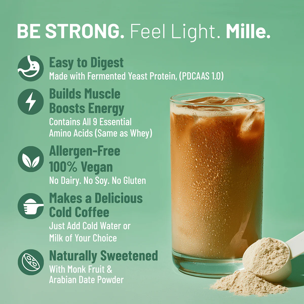 Mille Protein | 25g/Scoop | Coffee-hazelnut | Fermented Yeast Protein | No Bloat I Vegan | 38g Trial Pack - Image 5