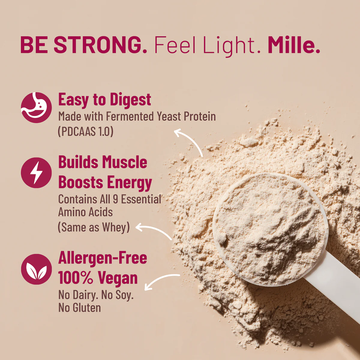 Mille Protein | 31g/Scoop | Unflavoured | Fermented Yeast Protein | No Bloat I Vegan | 38g Trial Pack - Image 7