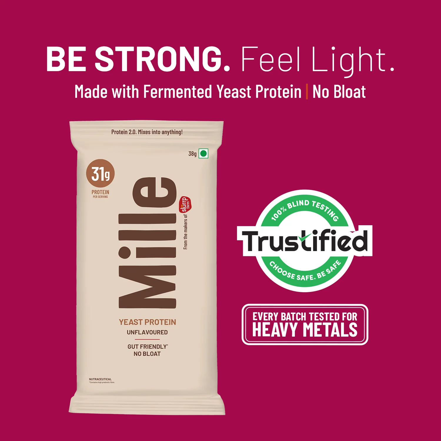 Mille Protein | 31g/Scoop | Unflavoured | Fermented Yeast Protein | No Bloat I Vegan | 38g Trial Pack - Image 9