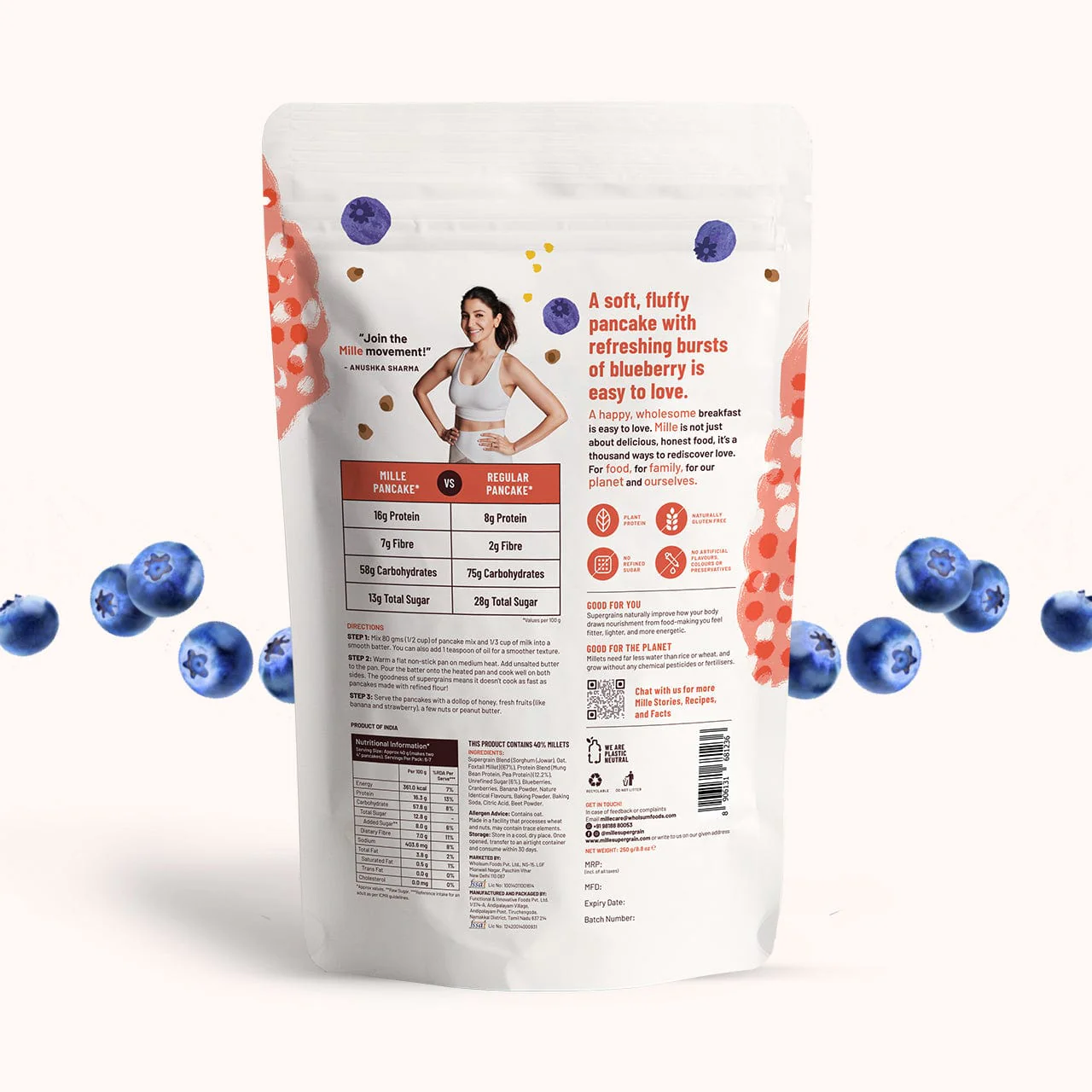 High Protein Pancake mix | Blueberry | No maida, 16g Protein - Image 9