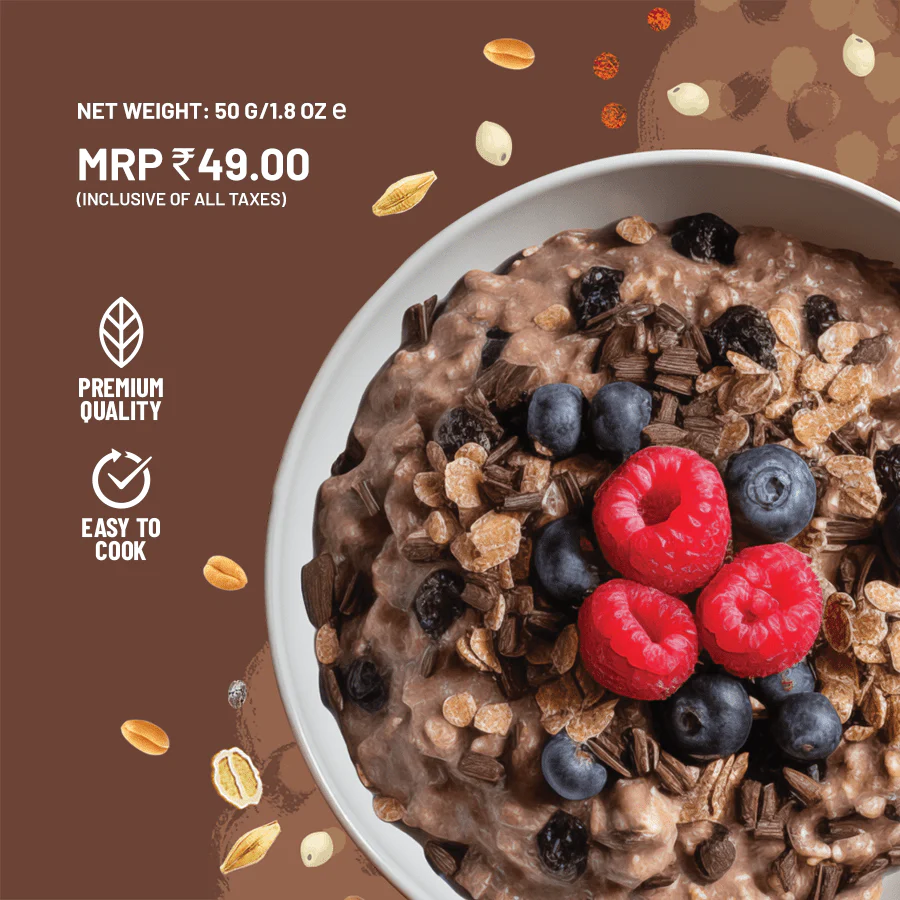 Mille High-Protein Chocolate Oatmeal with Fruits & Nuts | Healthy High-Fiber Breakfast | Pack of 3 - Image 6