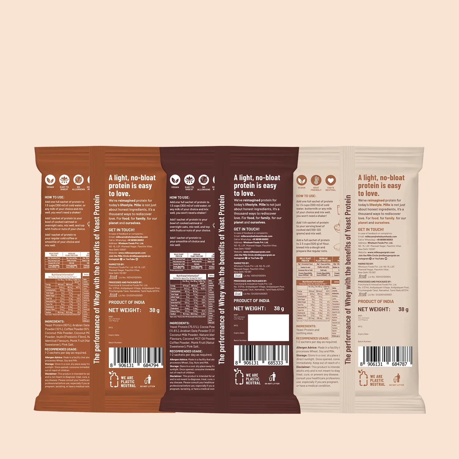 Mille Yeast Protein | Up to 31g Per Serve | Assorted Pack | Bio-Fermented Yeast Protein | Gut Friendly | 3×38g Trial Pack - Image 6
