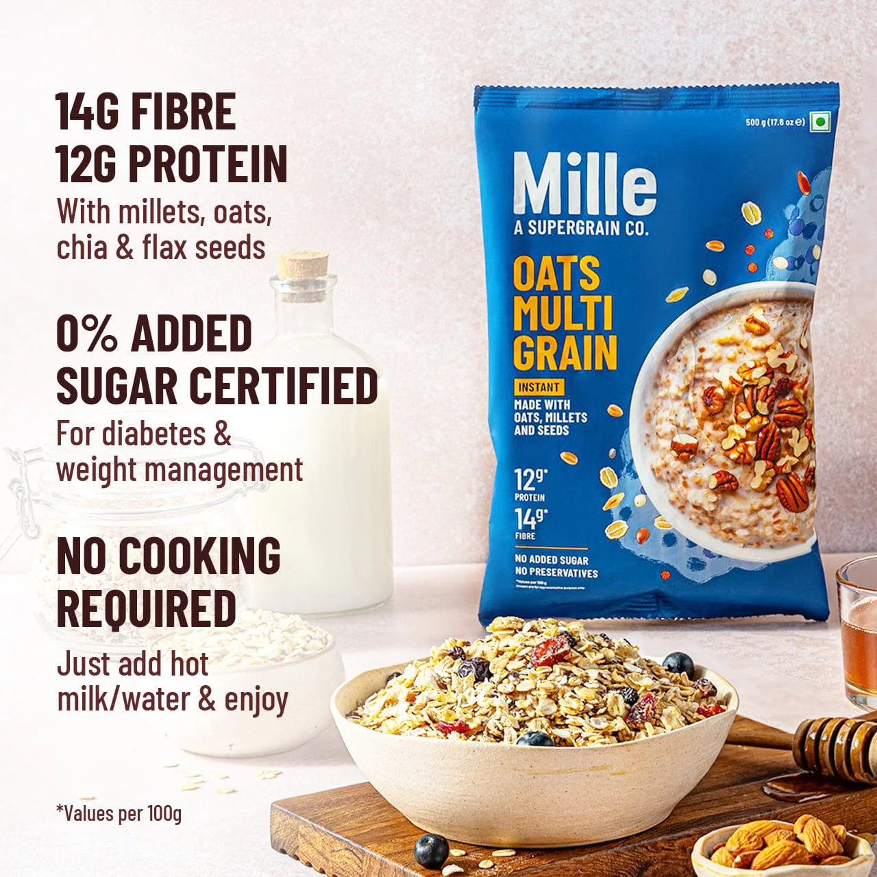High Protein | Instant Multigrain Oats  | Rolled Oats | High Fiber | 500g - Image 5