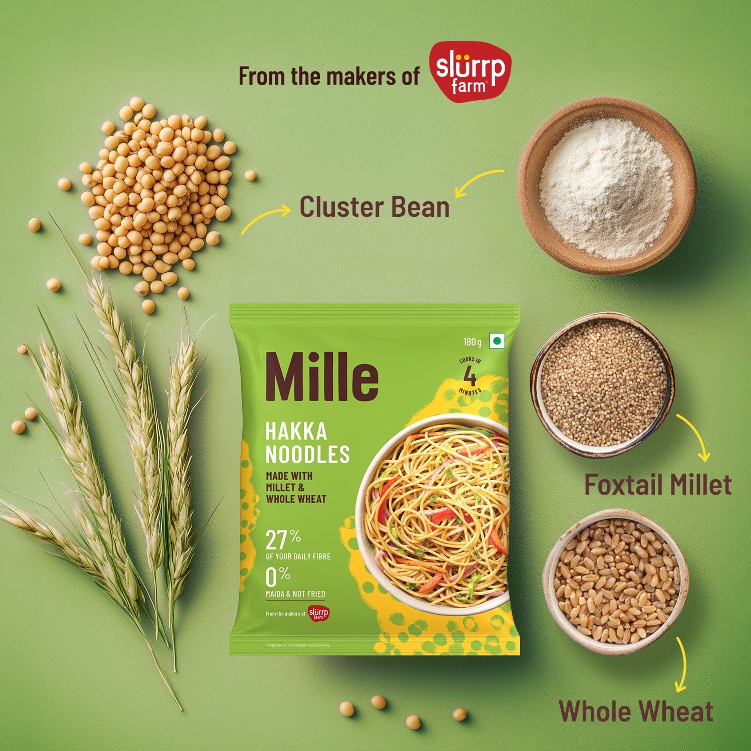 Zero Maida Hakka Noodles | Whole wheat + Foxtail Millet | Non-sticky | No Palm Oil  | Pack of 4 - Image 2